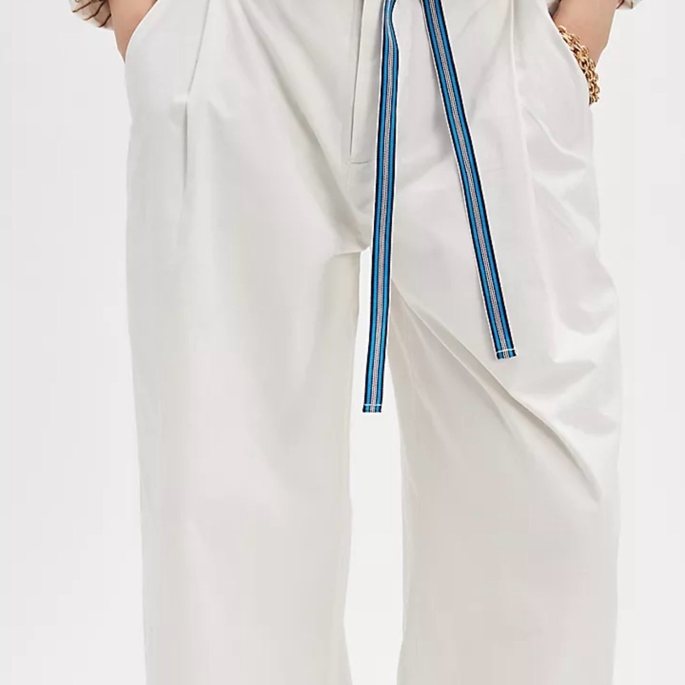 NWT Free People White Wide Leg Pants with Blue Tie